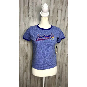 NWT NCAA Kansas‎ Jayhawks Youth Large Blue Heather Ringer T-Shirt